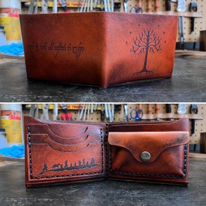 Leather Lord of the rings wallet Tree of Gondor Not all those who wander are lost image 1