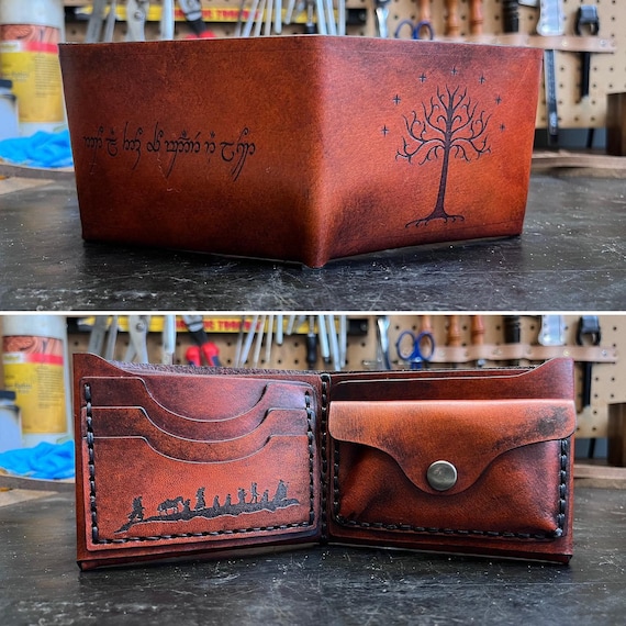 Handmade Leather Lord of the Rings Wallet: Tree of Gondor