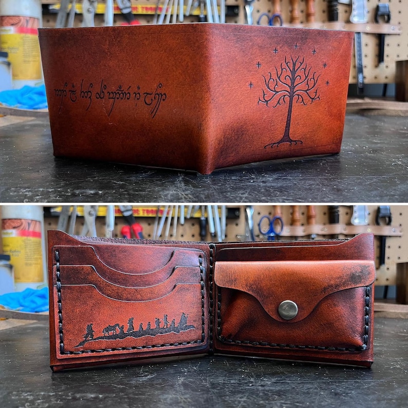 Leather Lord of the rings wallet Tree of Gondor Not all those who wander are lost image 1