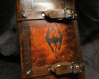 Leather Skyrim  journal - day planner - book cover
