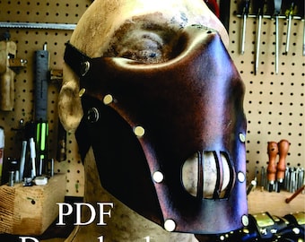 Leather cannibal mask PDF pattern Template  - Digital Leather Pattern - Skull half mask