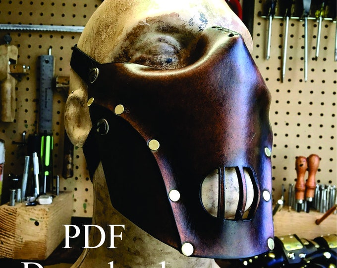 Leather cannibal mask PDF pattern Template  - Digital Leather Pattern - Skull half mask