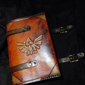 Leather Zelda Triforce journal cover day planner book cover image 3