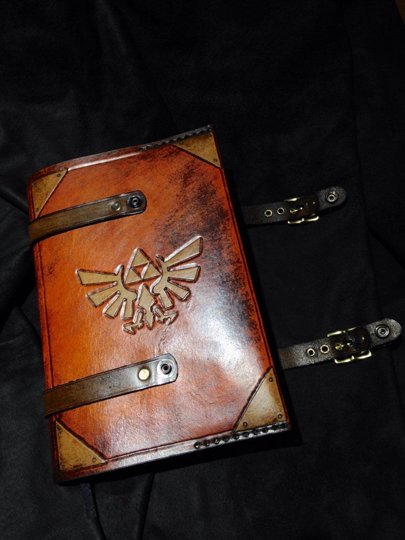 Leather Zelda Triforce journal cover day planner book cover image 3