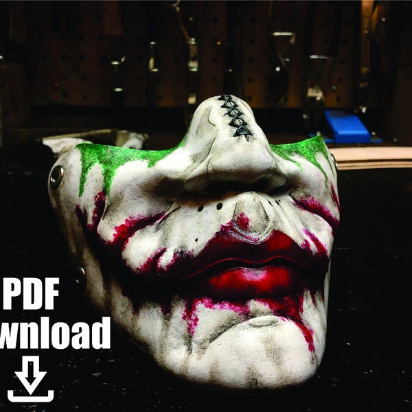 Masque de clown Joker en cuir Télécharger le modèle PDF - Modèle de cuir numérique