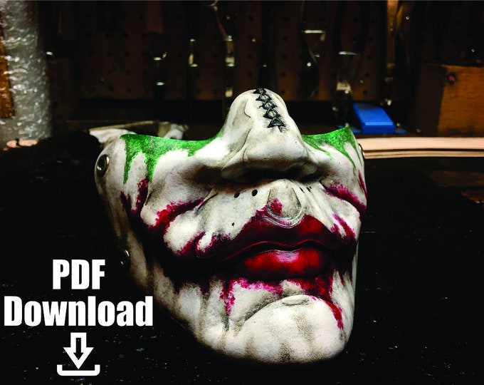 Leather Joker clown mask PDF download Template  - Digital Leather Pattern