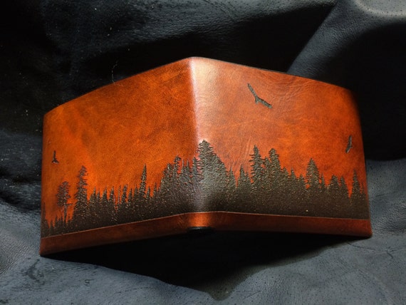 Leather forest silhouette wallet