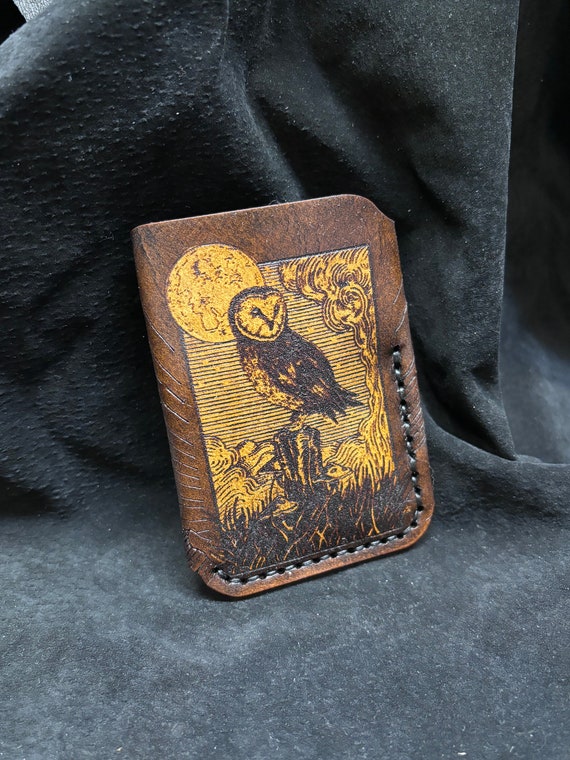 Owl Leather Wallet: Mountain Scene, Guitar Pick Pouch
