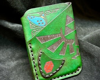 Zelda triforce wallet guitar pick pouch gift for men leather mens wallet anniversary gamer gift groomsman gift idea