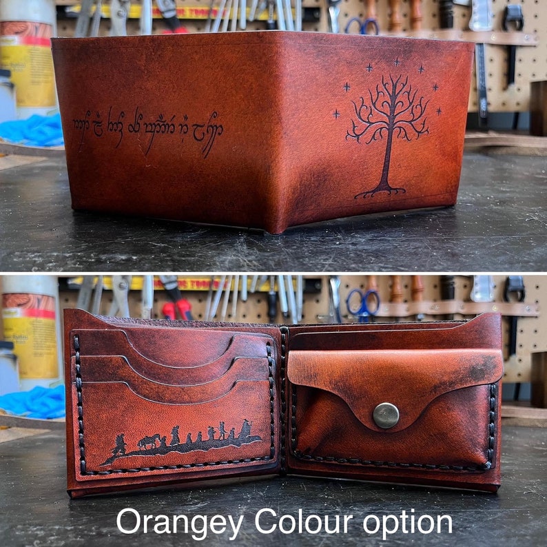 Leather Lord of the rings wallet Tree of Gondor Not all those who wander are lost image 5