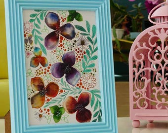 Baby Blue Picture Frame 15x21 cm Handmade Wooden Photo Frame Solid Wood Wall Tabletop