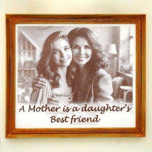 Personalized Gift for Mother&#39;s Day, Custom Family Portrait Engraved Wooden Frame, Anniversary, or Home Decor, Handmade Memory Keepsake