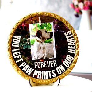 Handmade Pet Memorial Frame: Paw Prints on Our Hearts, Dog Cat Loss Gift