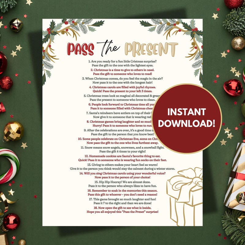 Pass the present christmas game