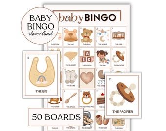 Baby Bingo 50 Bingo Cards Baby Shower Bingo Baby Shower Game Baby Shower Activity Printable Baby Bingo Gender Neutral Baby Bingo Digital
