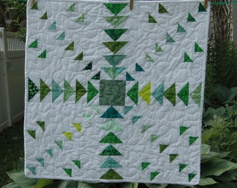 Table Quilt Table Mat or Table Runner All Roads Lead to Home in Greens