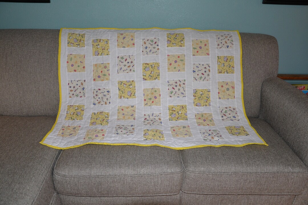 Scrappy Baby Lap Quilt in Yellows - Etsy