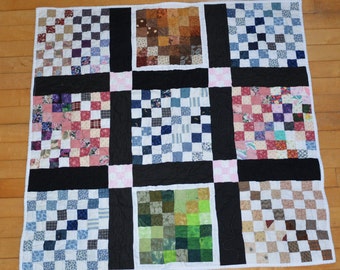 Scrappy Squares Table Quilt Mini Quilt Lap Quilt One of a Kind