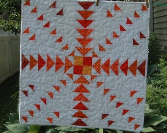 Table Quilt Table Mat or Table Runner All Roads Lead to Home in Oranges