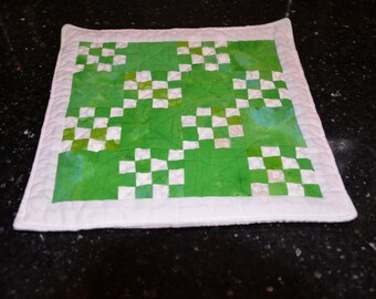 Scrappy Mini 16 patch Mug Rug or Mini Quilt One of a Kind OAK