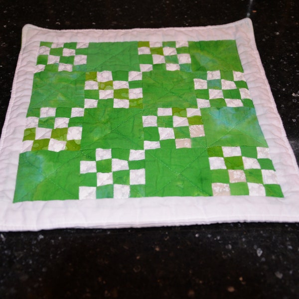 Scrappy Mini 16 patch Mug Rug or Mini Quilt One of a Kind OAK