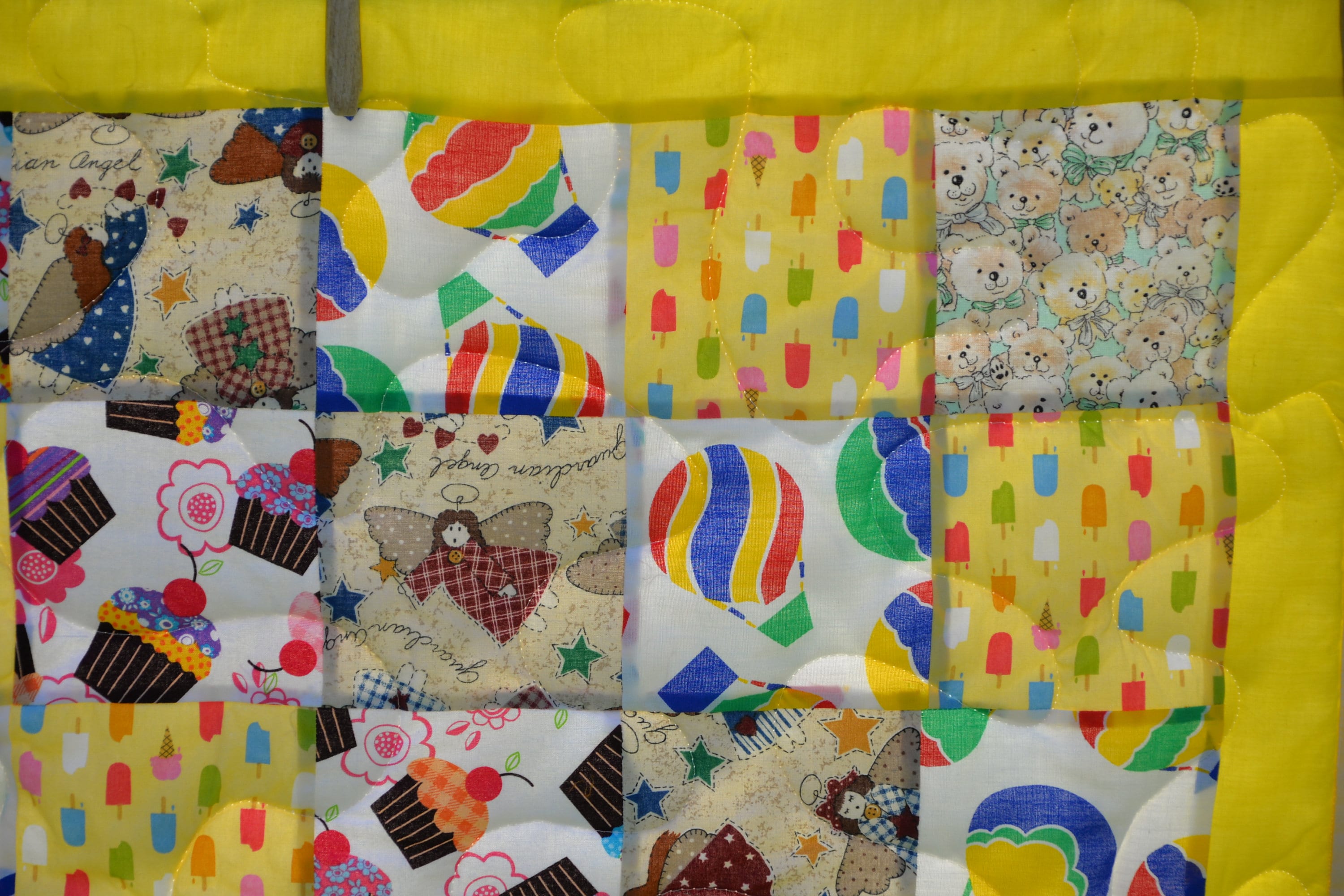 Scrappy Lap Quilt Child's Theme With Pale Yellow Backing Baby Quilt - Etsy