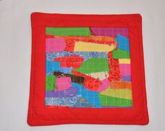 Scrappy Quilted Mug Rug Coaster Mini Quilt