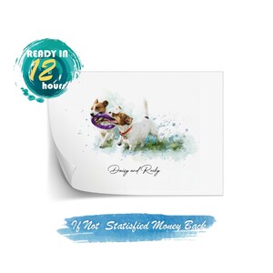Ritratto personalizzato di animali domestici ad acquerello, ritratti di cani personalizzati digitali, stampa commemorativa di animali domestici dipinta a mano, ritratti di animali domestici multipli, regalo per gli amanti degli animali domestici