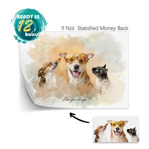 Ritratto personalizzato di un animale domestico da una foto, regalo per gli amanti degli animali domestici, opera d'arte commemorativa dipinta a mano per animali domestici, opera d'arte personalizzata per cani e gatti, stampa, tela o digitale