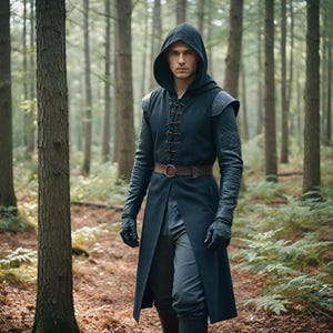 Mystic Woods Archer&#39;s Costume | Dark Forest Hooded Warrior Outfit | Medieval Ranger Cosplay Costume | Gothic Hooded Cloak Gift for Him