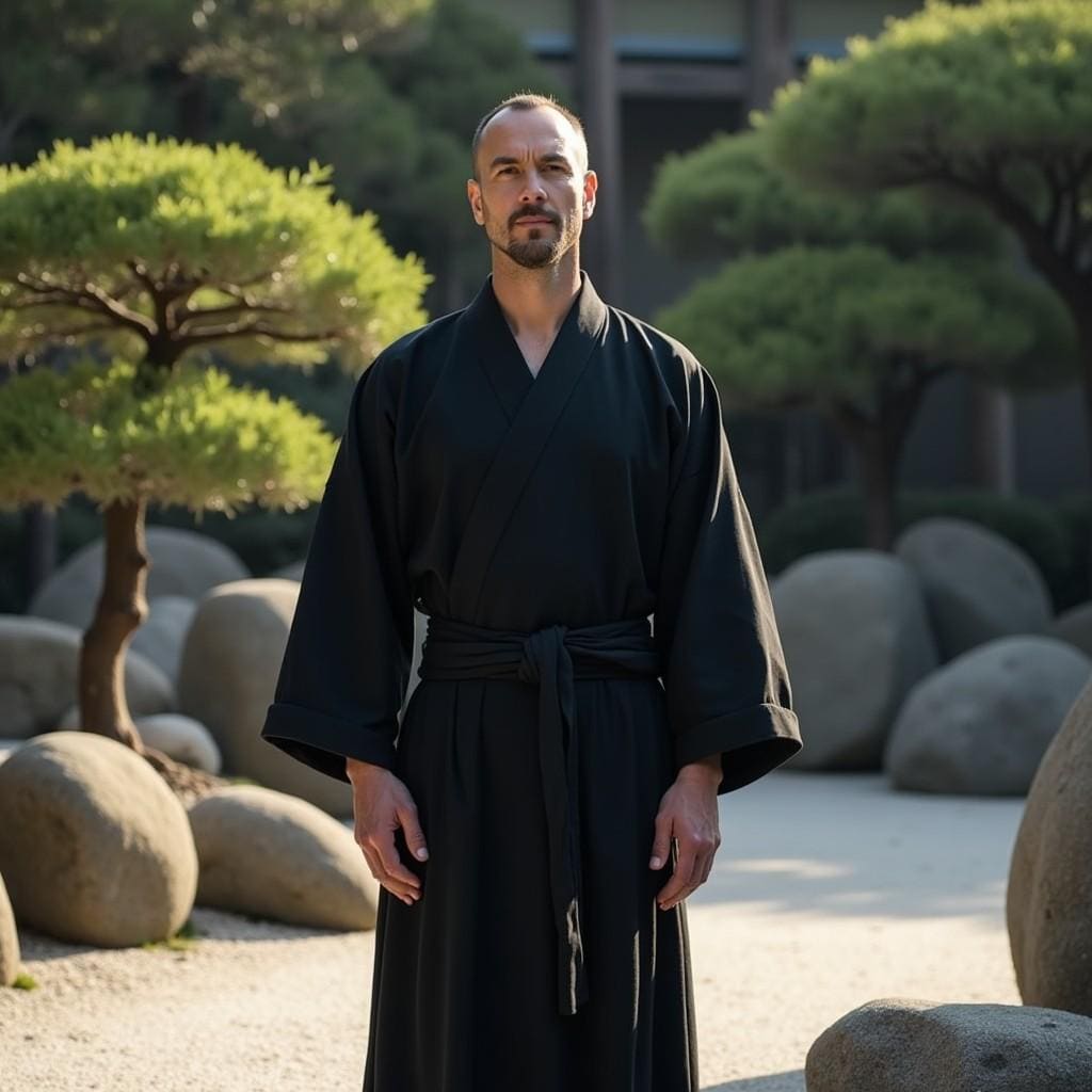 Traditional Zen Monk Robe | Black Samurai Kimono Outfit | Buddhist ...