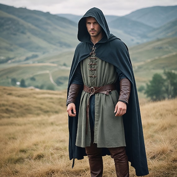 Mystic Wanderer Hooded Cloak Epic Fantasy Adventurer Cosplay Costume Rugged Highland Heroic Medieval Cloak Costume Gift for Boyfriend Etsy