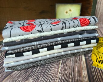 Fabric Bundle - Quilter's Fabric  - Stash Builder - Color Family - Gray Fabric - Black Fabric - Multiple Prints