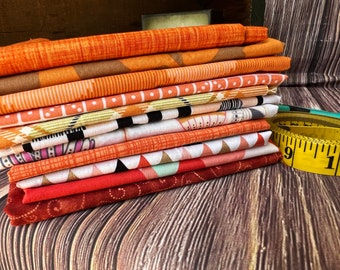 Fabric Bundle - Quilter's Fabric  - Stash Builder - Color Family - Orange Fabric - Multiple Prints