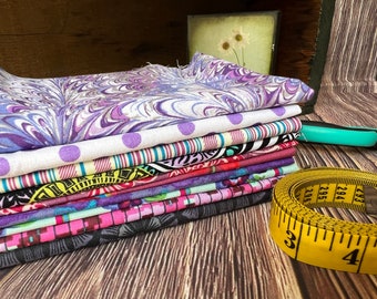 Fabric Bundle - Quilter's Fabric  - Stash Builder - Color Family - Purple Fabric - Multiple Prints