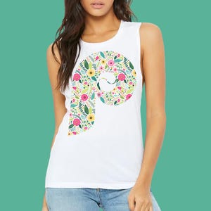 Women's Floral Vintage Muscle Tank Top – Sleeveless Blouse With Dandelion & Cat Print, Soft Blend Fabric, S-2XL - View #4