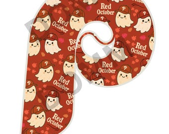 Retro Phillies "Red October" Ghost SVG en PNG – digitale download honkbal herfst | Halloween Phillies-clipart | Direct downloaden