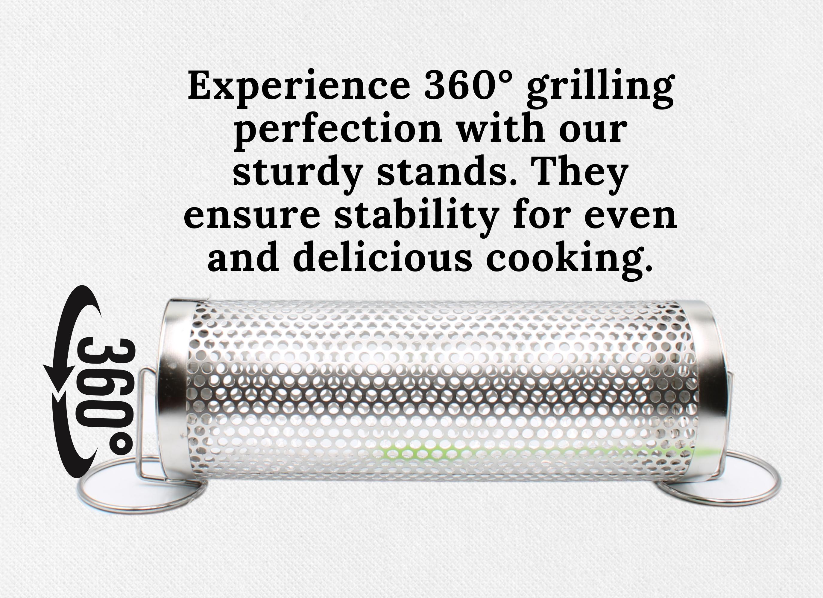 Rolling Grill Basket for BBQ. Grilling Accessories for Father's Day Gift. Gifts For Dad. Gift For Him. Great for meats, veggies, Smoker.