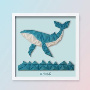 Papercraft Whale Wall Art Template | Diy Polygonal Animal Sculpture from Triangles | SVG, DXF & PDF Files for Cricut | Low Poly |  Easy Diy
