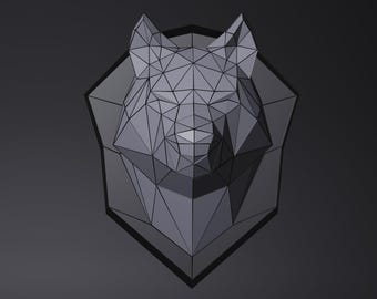 VENTE Papercraft Wolf, SVG, PDF. Modèle en papier de loup en colère, modèle Wolf Pdf, sculpture de chien 3D, motif low poly loup, animal en origami