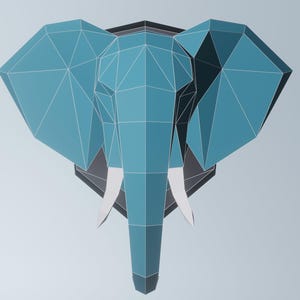 Papercraft Elephant, SVG, PDF. Paper Craft Elephant Model, Elephant PDF template, 3D Paper Sculpture, Low poly pattern Trophy, Origami