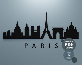 Papercraft Paris, Eiffel Tower Papercraft Low poly printable DIY template Room\Wall Decor 3d origami sculpture + INSTRUCTION PDF