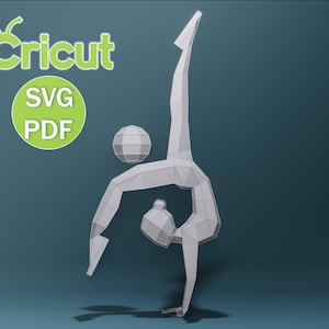 Papercraft Girl Gymnast (1), SVG, PDF, Low Poly Papercraft Woman, Paper Girl, Dancer, Doll, Papercraft Model, Digital 3d, Cricut Machine