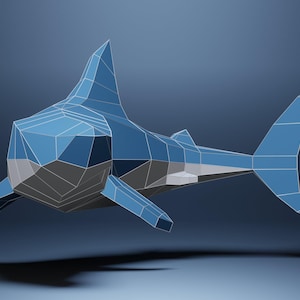 Shark Papercraft model DIY, PDF,SVG, Download and make your own, Instant Pdf download, printable pdf template, whale, shark, fish, ocean