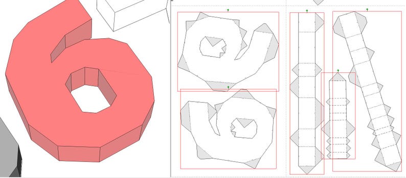 Six Paper Carpentry Papercraft Number ”6” | SVG, PDF, DXF Files for Cutting Machines | Diy ...