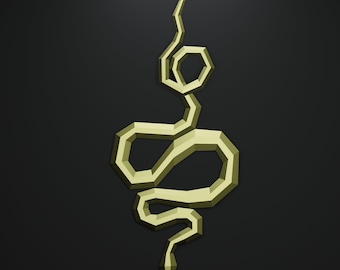 Snake Papercraft Wall, PDF-SVG-DXF,  Pepakura, Lowpoly, Low Polygon, 3D Papercraft, handmade, Paper Sculptures, Origami, Wall Decor