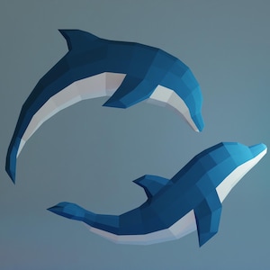 Papercraft Dolphin Wall Decor | 2 Dolphin Set | DXF, SVG, PDF Files | Plotter Cut Template & Instructions Included