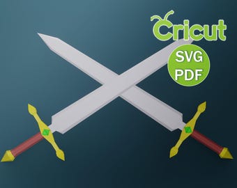 Papercraft Sword - 4 Colors!, SVG, PDF, Low Poly Papercraft Sword, Paper Sword, Knight, Sword, Papercraft Model, Digital 3d, Cricut Machine