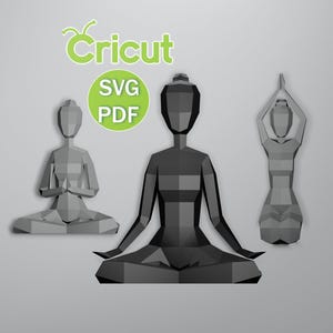 Yogi Papercraft 3D Decor Sculpture, SVG, PDF, Low Poly Yogi Women, DIY Yogi for Girls Room, Woman Paper Sculptures, Origami Template