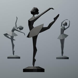 Ballerina Papercraft 3D Decor Rzeźba, Low Poly Ballerina, DIY Ballerina Dancer do pokoju dziewcząt, Kobiety Papierowe Rzeźby, SZABLON PDF